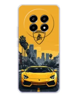 Чехол для Realme 13 Pro с картинкой «Желтый Lamborghini город»