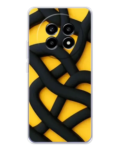 Чехол для Realme 13 Pro с картинкой «Черное желтое переплетение»