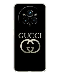 Чехол для Realme 14 Pro 5G с картинкой «Gucci — золото на черном»