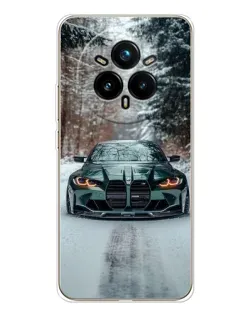 Чехол для Realme 14 Pro 5G с картинкой «BMW в зимнем лесу»