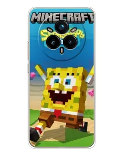 Чехол для Realme 14 Pro 5G с картинкой «Губка Боб Minecraft»