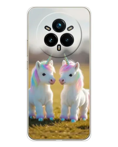 Чехол для Realme 14 Pro 5G с картинкой «Пара единорогов»