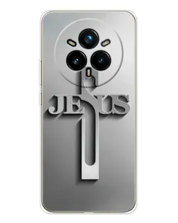 Чехол для Realme 14 Pro 5G с картинкой «Металлический крест Jesus»