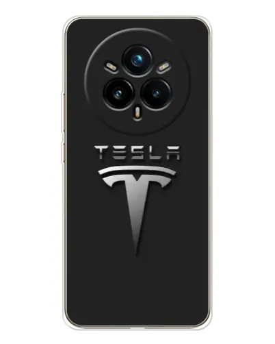 Чехол для Realme 14 Pro 5G с картинкой «Стальной логотип Tesla»