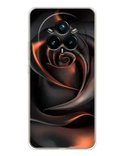 Чехол для Realme 14 Pro 5G с картинкой «Шелковая черная роза»