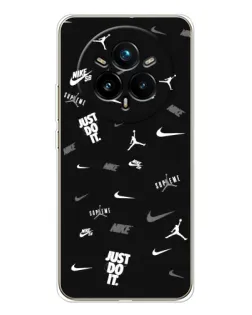 Чехол для Realme 14 Pro Plus с картинкой «Nike Black Pattern»