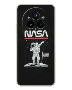 Чехол для Realme 14 Pro Plus с картинкой «NASA — шагаем по Луне»