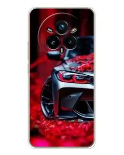 Чехол для Realme 14 Pro Plus с картинкой «Спортивная BMW и цветы»