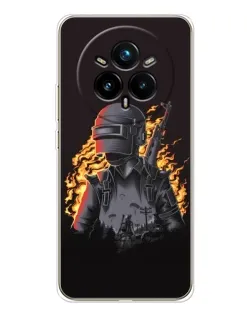 Чехол для Realme 14 Pro Plus с картинкой «PUBG — огненный силуэт»