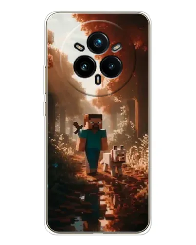 Чехол для Realme 14 Pro Plus с картинкой «Стив в лесу» Чехол для Realme 14 Pro Plus с картинкой «Стив в лесу»