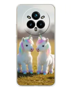 Чехол для Realme 14 Pro Plus с картинкой «Пара единорогов»