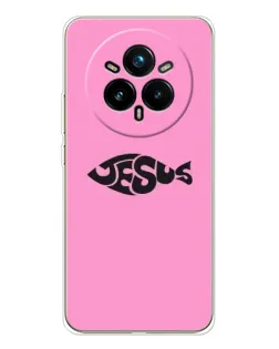 Чехол для Realme 14 Pro Plus с картинкой «Розовый символ  Jesus»