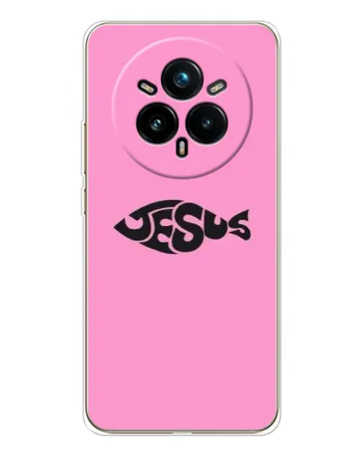 Чехол для Realme 14 Pro Plus с картинкой «Розовый символ  Jesus»
