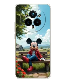 Чехол для Realme 14 Pro Plus с картинкой «Микки на скамейке»