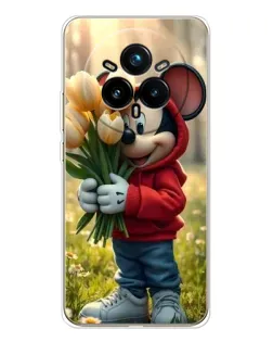 Чехол для Realme 14 Pro Plus с картинкой «Микки с тюльпанами»
