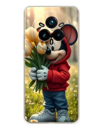 Чехол для Realme 14 Pro Plus с картинкой «Микки с тюльпанами» Чехол для Realme 14 Pro Plus с картинкой «Микки с тюльпанами»