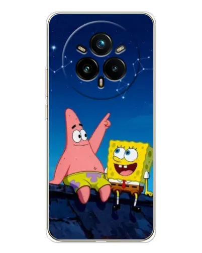 Чехол для Realme 14 Pro Plus с картинкой «Губка Боб и Патрик ночью» Чехол для Realme 14 Pro Plus с картинкой «Губка Боб и Патрик ночью»