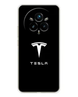Чехол для Realme 14 Pro Plus с картинкой «Tesla White Logo»