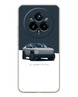 Чехол для Realme 14 Pro Plus с картинкой «Серебристый Cybertruck Tesla»