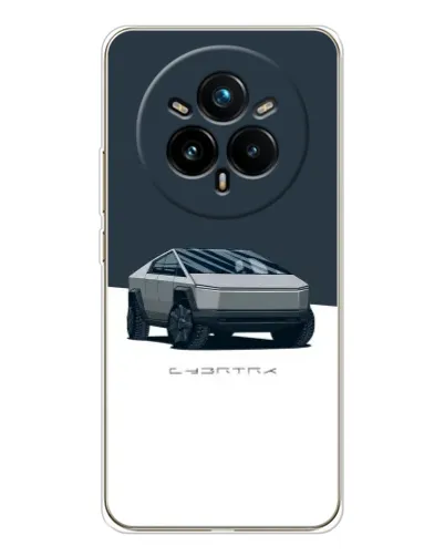 Чехол для Realme 14 Pro Plus с картинкой «Серебристый Cybertruck Tesla»