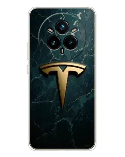 Чехол для Realme 14 Pro Plus с картинкой «Мраморная Tesla Gold»