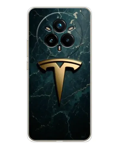 Чехол для Realme 14 Pro Plus с картинкой «Мраморная Tesla Gold»