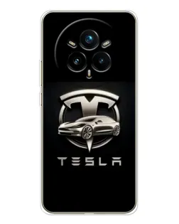 Чехол для Realme 14 Pro Plus с картинкой «Tesla — серебристое авто»