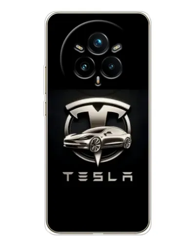 Чехол для Realme 14 Pro Plus с картинкой «Tesla — серебристое авто»