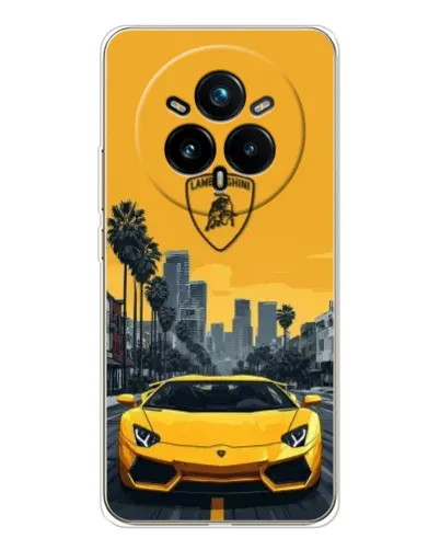 Чехол для Realme 14 Pro Plus с картинкой «Желтый Lamborghini город»