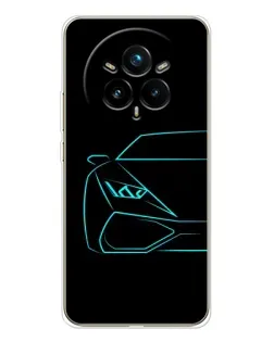 Чохол для Realme 14 Pro Plus з картинкою «Блакитний силует Lamborghini»