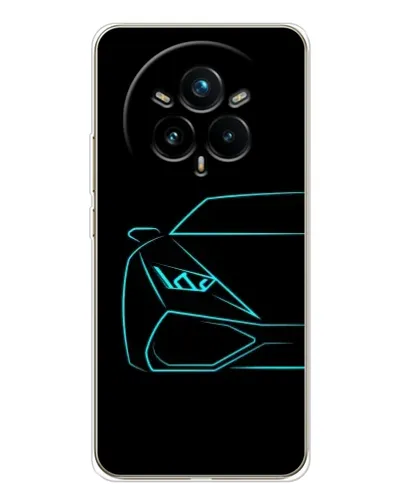 Чехол для Realme 14 Pro Plus с картинкой «Голубой силуэт Lamborghini»