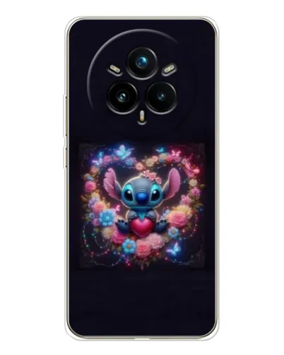 Чехол для Realme 14 Pro Plus с картинкой «Stitch в цветах»