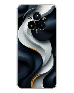 Чохол для Realme 14 Pro Plus з картинкою «Об'ємні чорно-білі стрічки»
