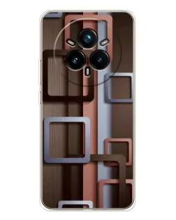 Чохол для Realme 14 Pro Plus з картинкою «Коричневі об'ємні квадрати»