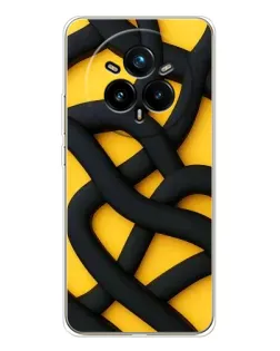 Чехол для Realme 14 Pro Plus с картинкой «Черное желтое переплетение»