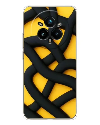 Чехол для Realme 14 Pro Plus с картинкой «Черное желтое переплетение»