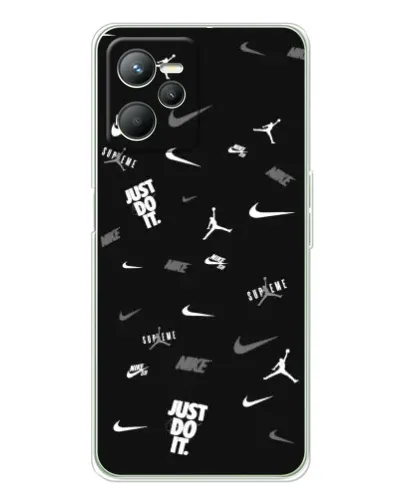 Чехол для Realme 14 с картинкой «Nike Black Pattern»