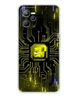 Чехол для Realme 14 с картинкой «Nike — золотая искра»