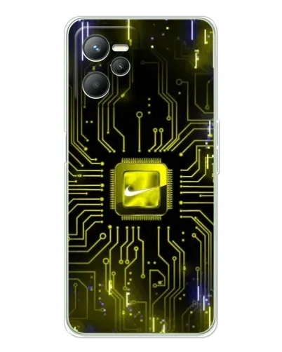 Чехол для Realme 14 с картинкой «Nike — золотая искра»