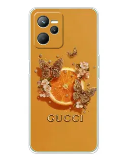 Чехол для Realme 14 с картинкой «Gucci — золотые бабочки» Чехол для Realme 14 с картинкой «Gucci — золотые бабочки»