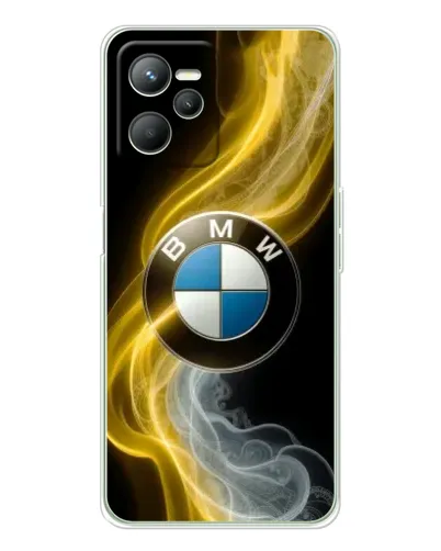 Чехол для Realme 14 с картинкой «Золотистый дым BMW»