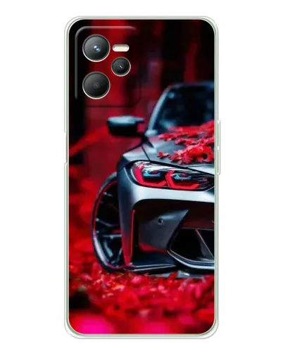 Чехол для Realme 14 с картинкой «Спортивная BMW и цветы»