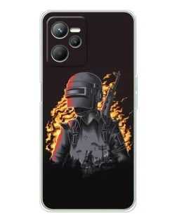 Чехол для Realme 14 с картинкой «PUBG — огненный силуэт»