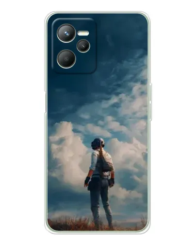 Чехол для Realme 14 с картинкой «Герой PUBG на скале»
