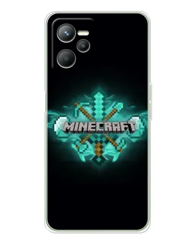 Чехол для Realme 14 с картинкой «Minecraft Diamond лого»