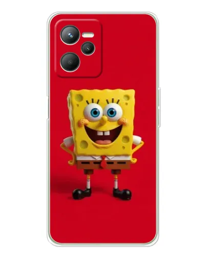 Чохол для Realme 14 з картинкою «Спанч Боб на червоному»