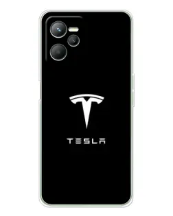 Чехол для Realme 14 с картинкой «Tesla White Logo»