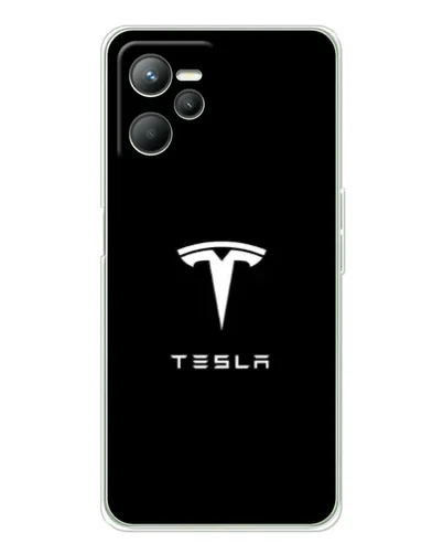 Чехол для Realme 14 с картинкой «Tesla White Logo»