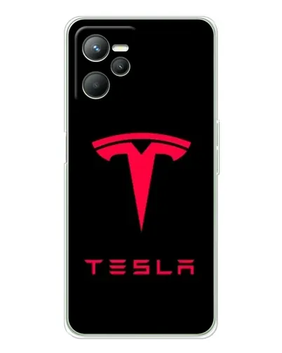 Чехол для Realme 14 с картинкой «Tesla Red Logo»
