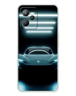 Чехол для Realme 14 с картинкой «Tesla в неоне»